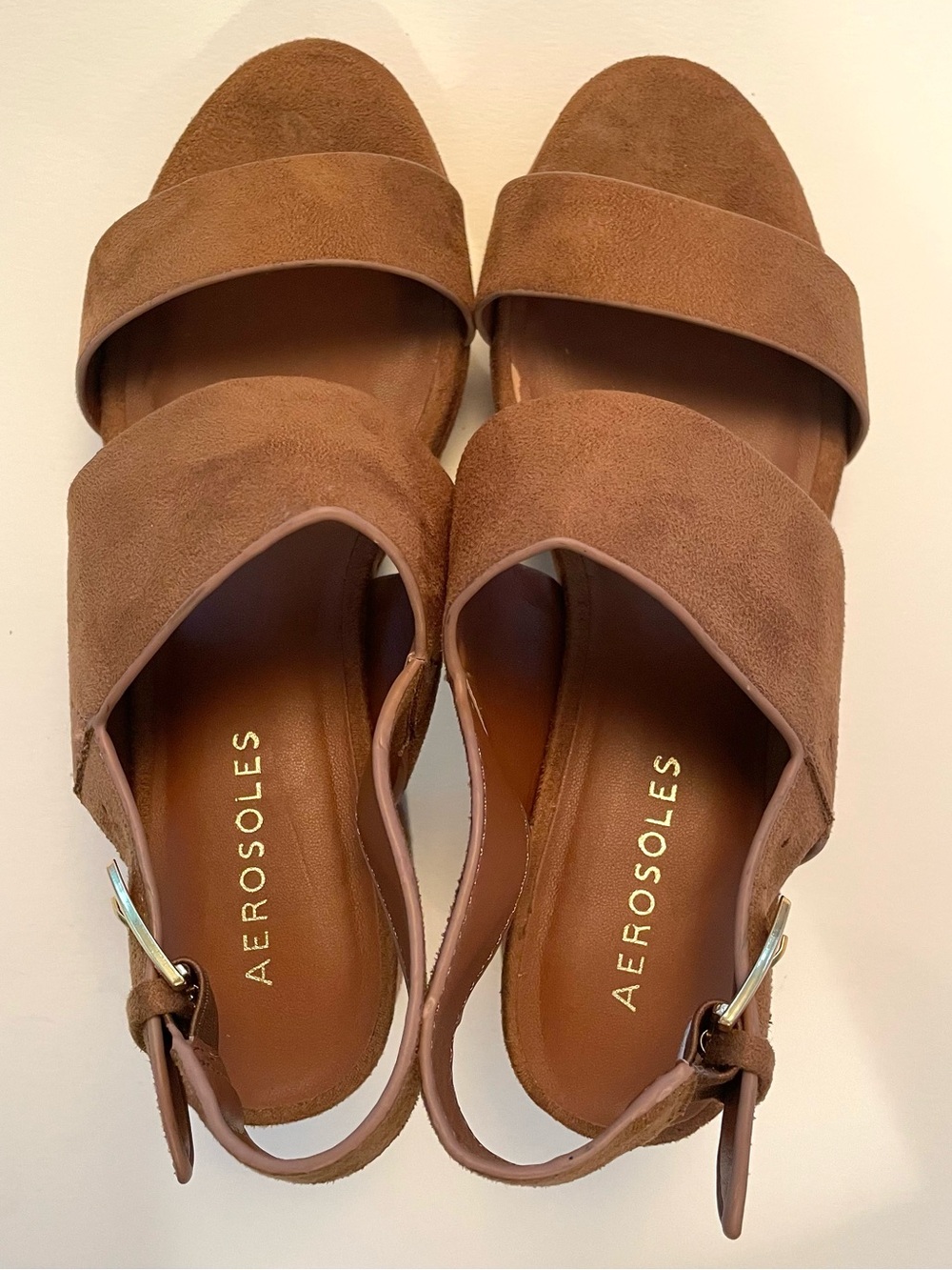 Aerosoles Tan Suede Sing Backs with Block Heel - Picture 8 of 9
